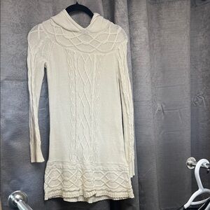 Cream Cable Knit Sweater Dress